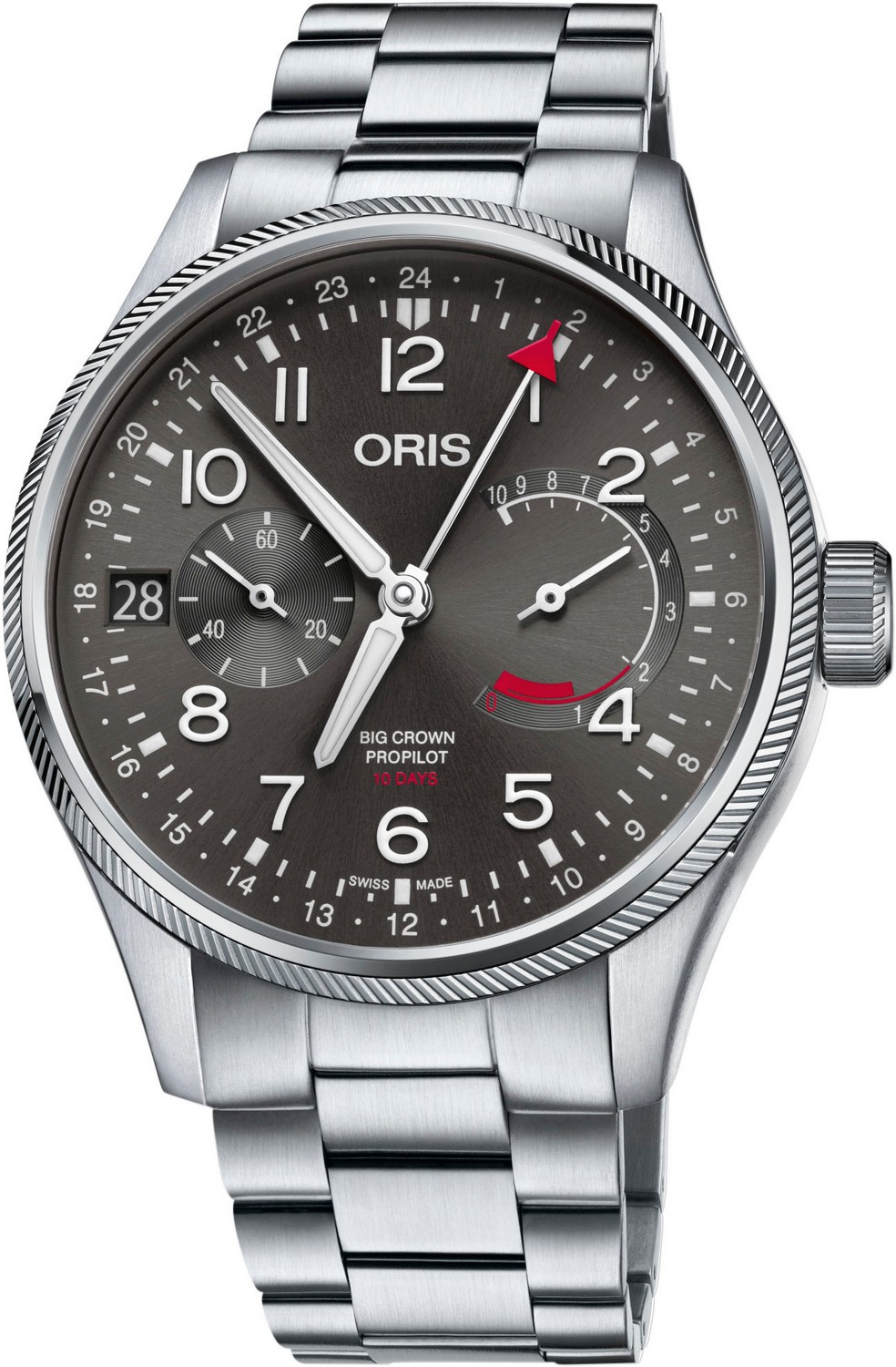 ORIS  Мужские швейцарские часы, механика с ручным заводом, сталь, 44 мм